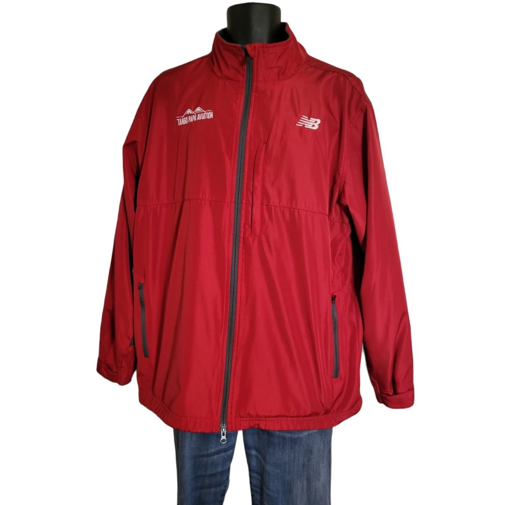 New Balance‎ Mens Large Red Full Zip Windbreaker Jacket Tango Papa Aviation